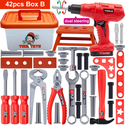 Children's Tool Set with Electric Toy Drill – Pretend Play Construction Kit - Kidz Garage