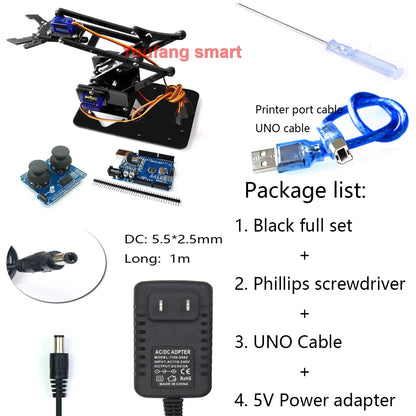 DIY 4-DOF Robotic Arm Kit – Programmable Acrylic Manipulator for Arduino Projects - Kidz Garage