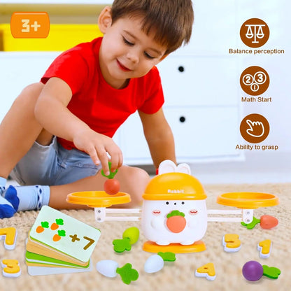 2-in-1 Bunny Balance Math Toy & Carrot Harvest Game – Montessori STEM Learning Toy - Kidz Garage