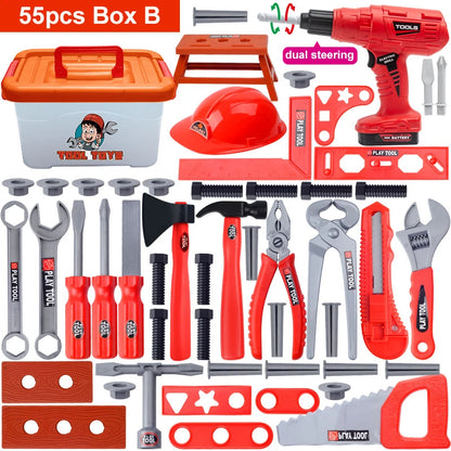 Children's Tool Set with Electric Toy Drill – Pretend Play Construction Kit - Kidz Garage