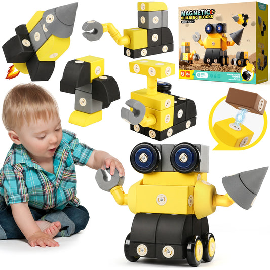 30-Piece Magnetic Foam Building Blocks – STEM Robot Toys - Kidz Garage
