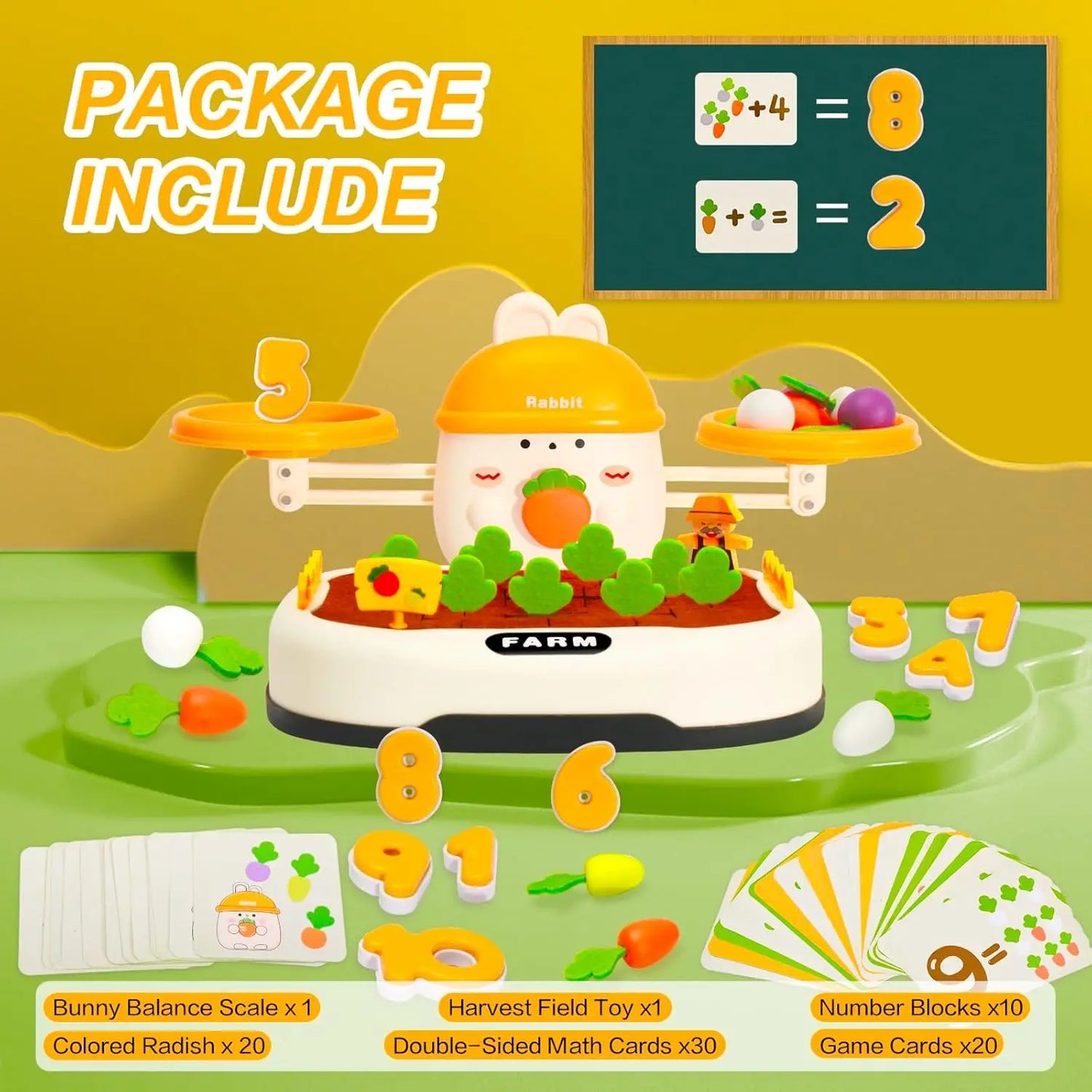 2-in-1 Bunny Balance Math Toy & Carrot Harvest Game – Montessori STEM Learning Toy - Kidz Garage