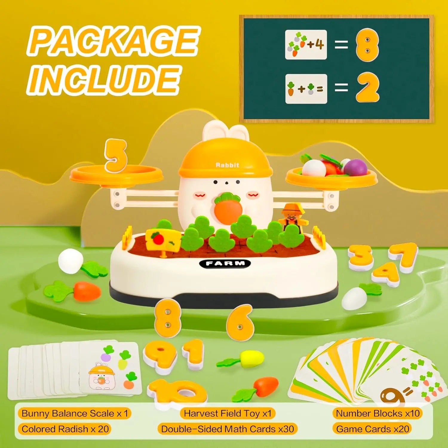 2-in-1 Bunny Balance Math Toy & Carrot Harvest Game – Montessori STEM Learning Toy - Kidz Garage
