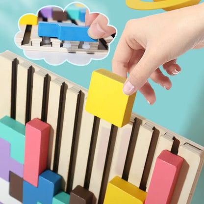 Montessori 3D Wooden Puzzle Blocks – Early Childhood Brain Teaser for Kids - Kidz Garage