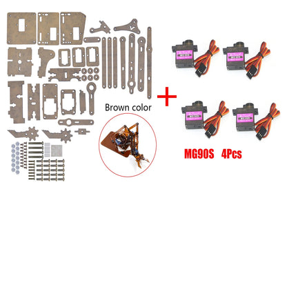 DIY 4-DOF Robotic Arm Kit – Programmable Acrylic Manipulator for Arduino Projects - Kidz Garage