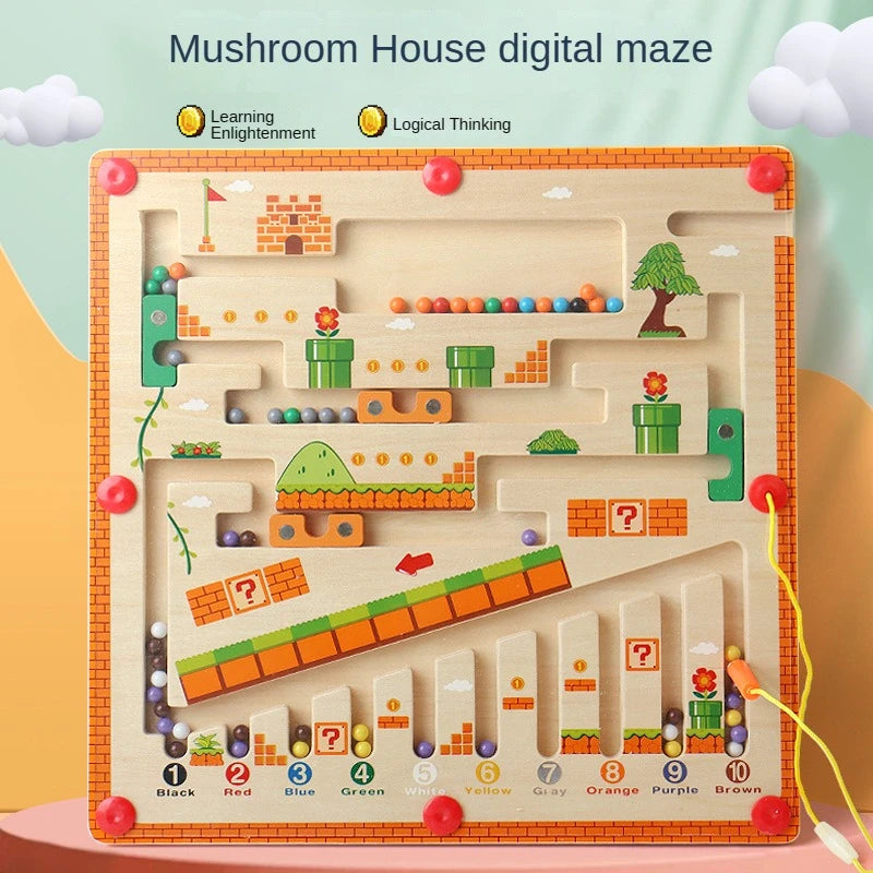 Montessori Magnetic Color & Number Maze – Educational Wooden Puzzle Toy for Kids - Kidz Garage