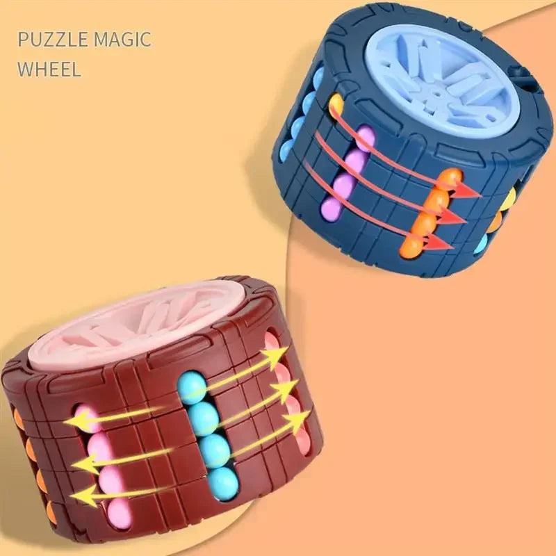 3D Cylinder Cube Magical Bean Gyro – Rotating Slide Puzzle Toy for Kids - Kidz Garage
