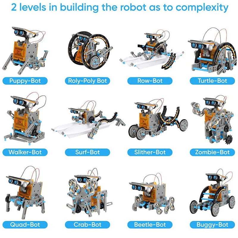 12-in-1 Solar Powered STEM Robot Kit – DIY Educational Toy for Kids - Kidz Garage