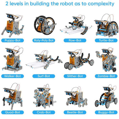 12-in-1 Solar Powered STEM Robot Kit – DIY Educational Toy for Kids - Kidz Garage