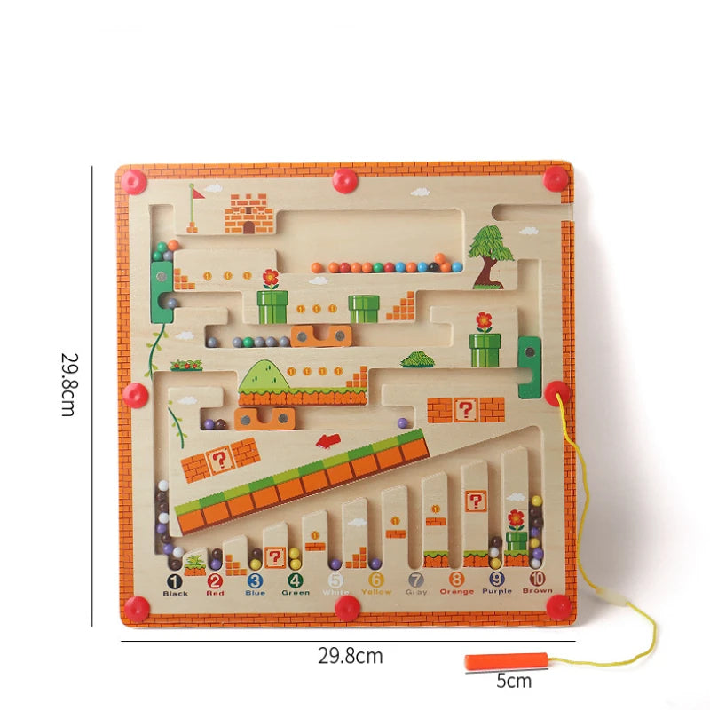 Montessori Magnetic Color & Number Maze – Educational Wooden Puzzle Toy for Kids - Kidz Garage
