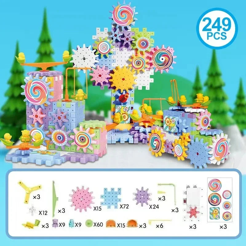 263-Piece 3D Puzzle Electric Gear Building Blocks Kit – STEM Construction Toy for Kids - Kidz Garage