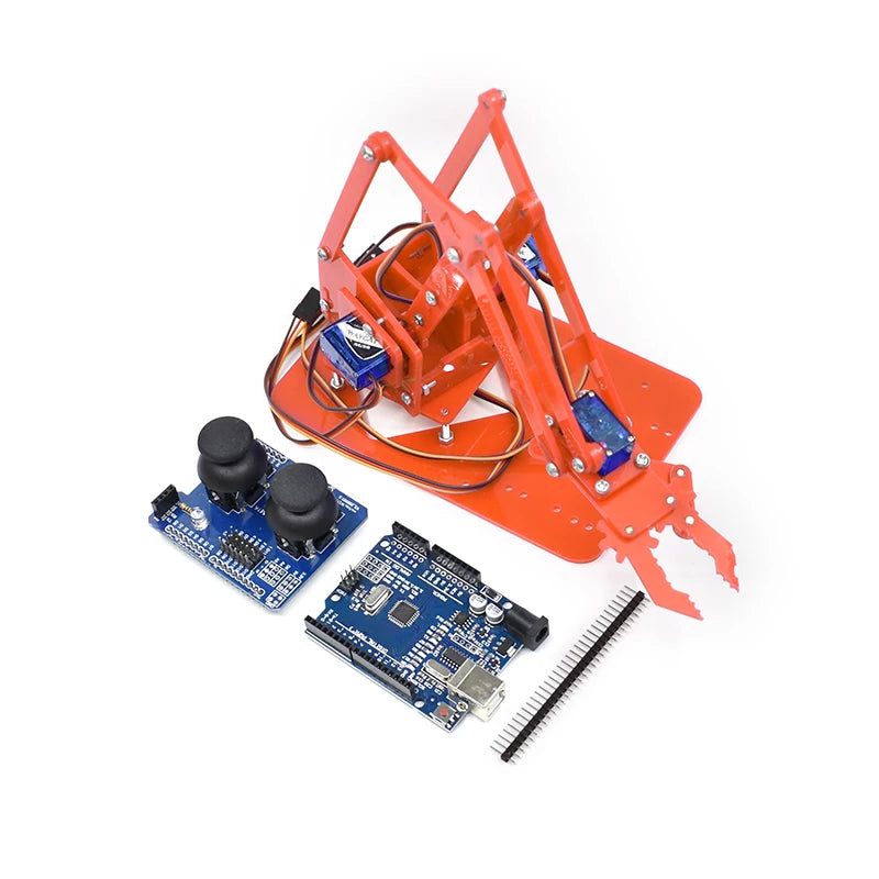 DIY 4-DOF Robotic Arm Kit – Programmable Acrylic Manipulator for Arduino Projects - Kidz Garage