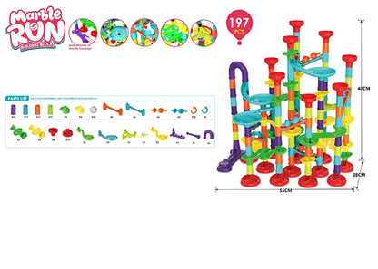 DIY Marble Run Race Track – 29 to 105 PCS 3D Maze Ball Construction Set - Kidz Garage