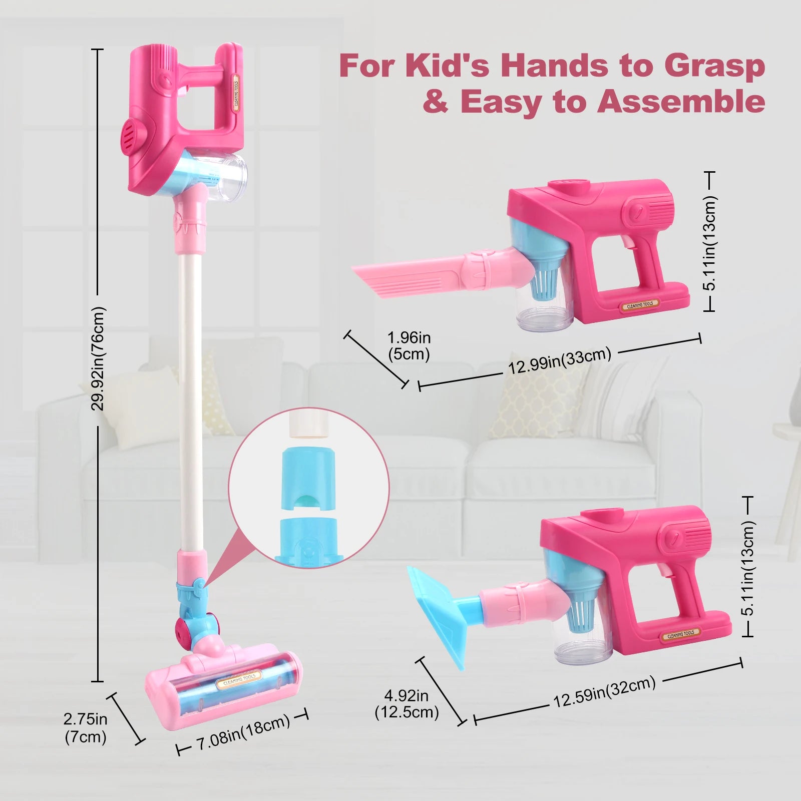 Electric Mini Vacuum Toy with Light & Music – Educational Pretend Play - Kidz Garage