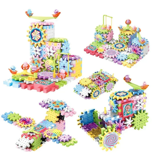 Electric Gears 3D Puzzle Building Kit – Interactive Gear Blocks Educational Toy for Kids - Kidz Garage
