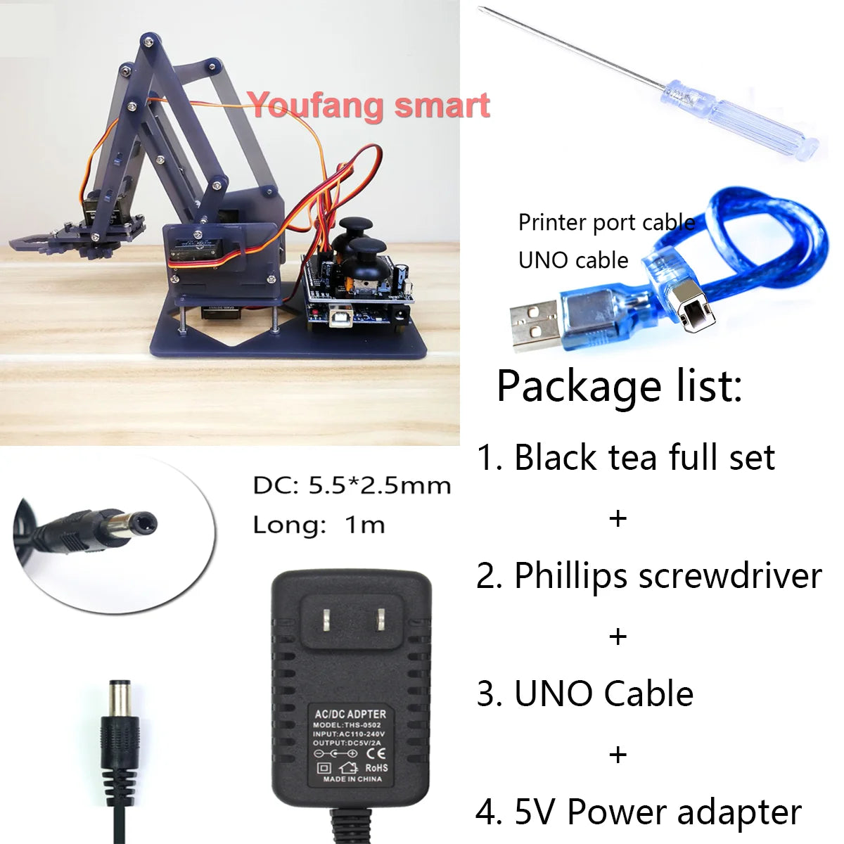 DIY 4-DOF Robotic Arm Kit – Programmable Acrylic Manipulator for Arduino Projects - Kidz Garage