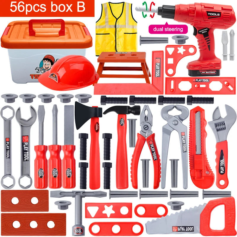 Children's Tool Set with Electric Toy Drill – Pretend Play Construction Kit - Kidz Garage