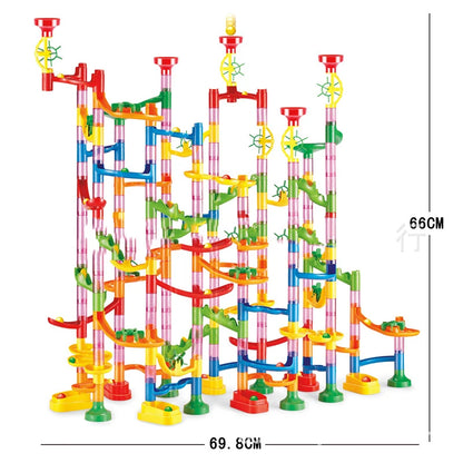 DIY Marble Run Race Track – 29 to 105 PCS 3D Maze Ball Construction Set - Kidz Garage