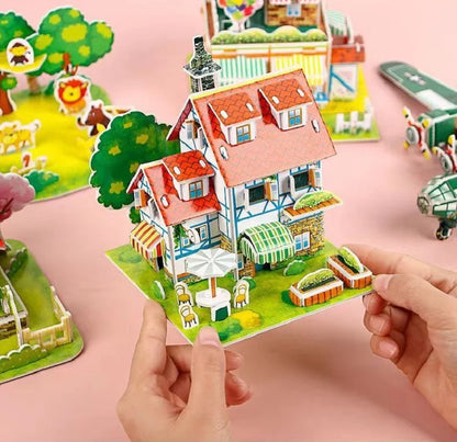 3D DIY Puzzle House STEM Craft Kit – Educational Paper Building Toy for Kids & Families - Kidz Garage