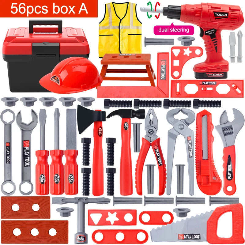 Children's Tool Set with Electric Toy Drill – Pretend Play Construction Kit - Kidz Garage