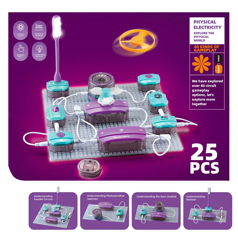 Electronic Building Blocks STEM Kit – Physics & Circuit Science Experiment Set for Kids - Kidz Garage