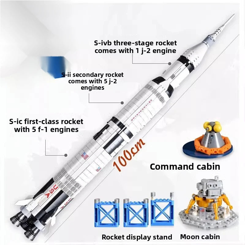 900PCS Space Rocket Model Building Blocks – 100cm Educational Toy - Kidz Garage