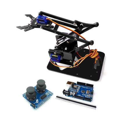 DIY 4-DOF Robotic Arm Kit – Programmable Acrylic Manipulator for Arduino Projects - Kidz Garage