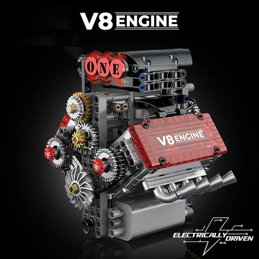 Motorized V8 Engine Simulation Model – 478PCS STEM Building Block Kit - Kidz Garage