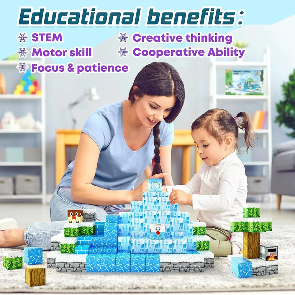 112-Piece Magnetic Building Blocks Cube Set – STEM Montessori Construction Toy - Kidz Garage