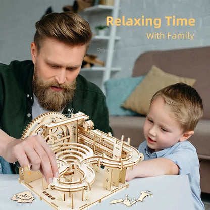 3D Wooden Puzzle DIY Mechanical Marble Run Model Kit – Creative STEM Engineering Toy - Kidz Garage