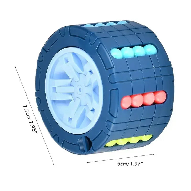 3D Cylinder Cube Magical Bean Gyro – Rotating Slide Puzzle Toy for Kids - Kidz Garage