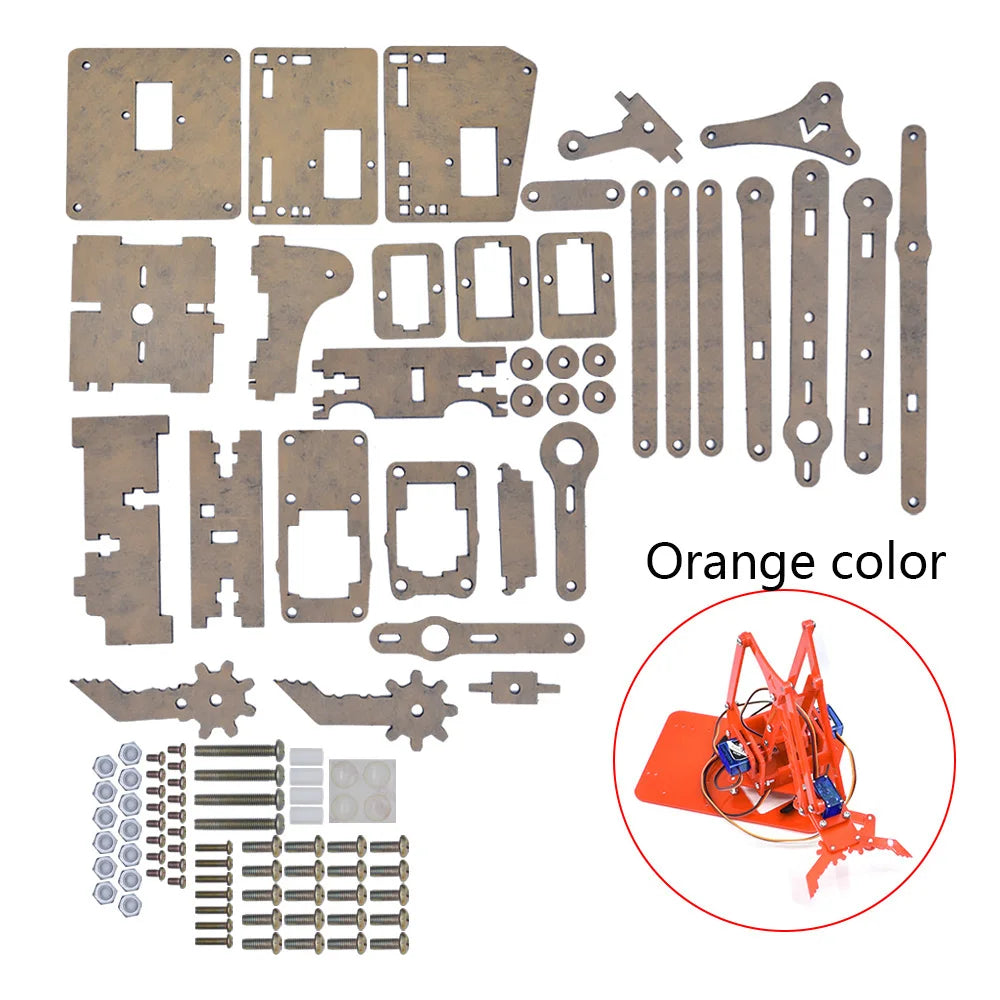 DIY 4-DOF Robotic Arm Kit – Programmable Acrylic Manipulator for Arduino Projects - Kidz Garage