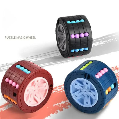 3D Cylinder Cube Magical Bean Gyro – Rotating Slide Puzzle Toy for Kids - Kidz Garage