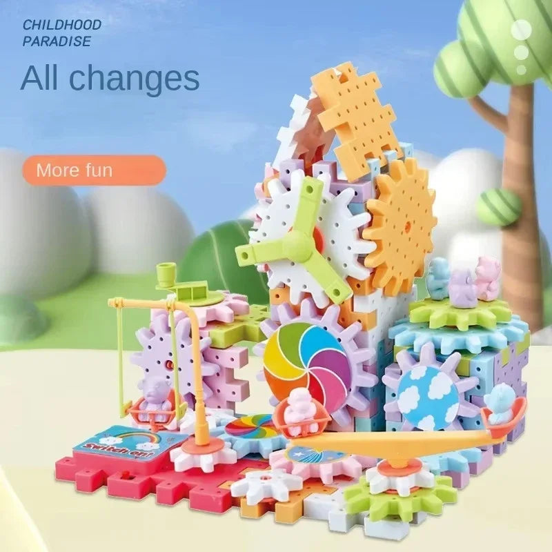 Electric Gears 3D Puzzle Building Kit – Interactive Gear Blocks Educational Toy for Kids - Kidz Garage