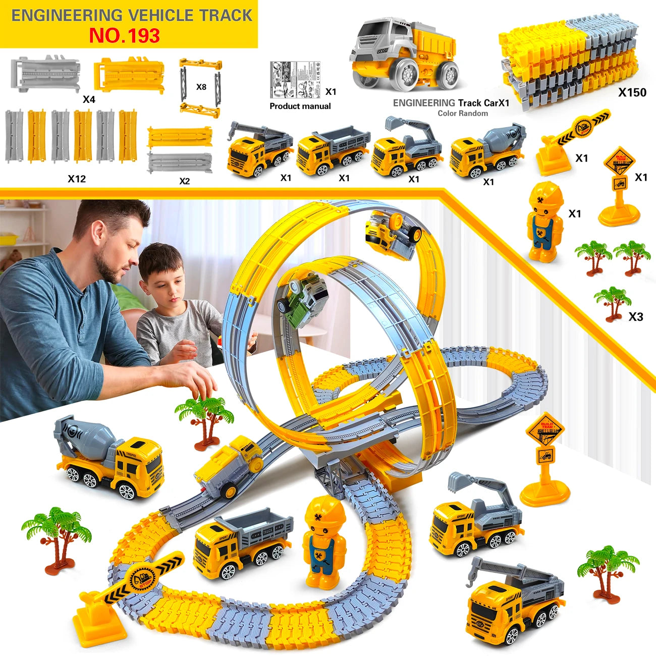 Magic Climbing Race Car Toy with Flexible Space Track – Engineering Train Track Toy - Kidz Garage