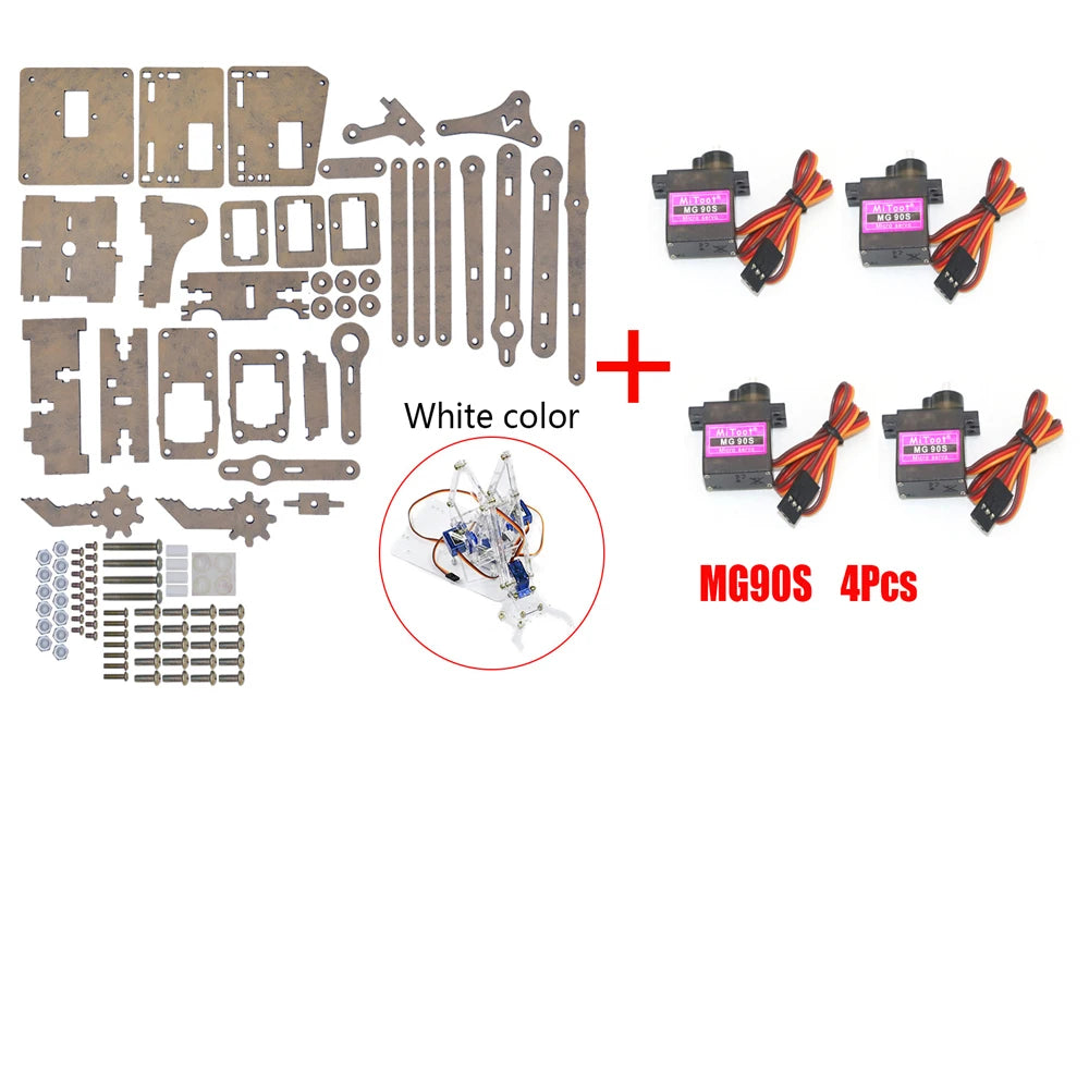 DIY 4-DOF Robotic Arm Kit – Programmable Acrylic Manipulator for Arduino Projects - Kidz Garage