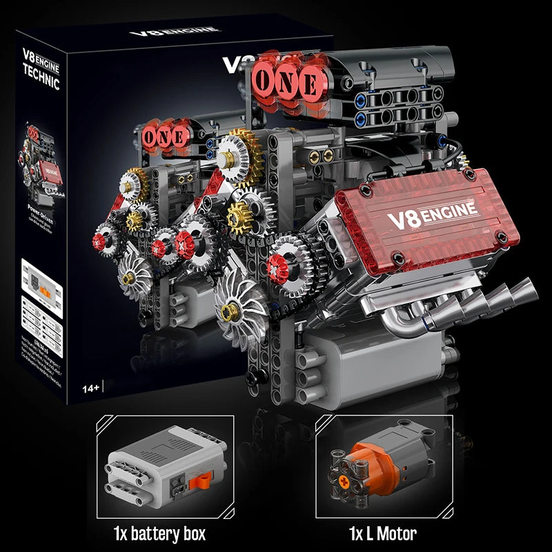 Motorized V8 Engine Simulation Model – 478PCS STEM Building Block Kit - Kidz Garage