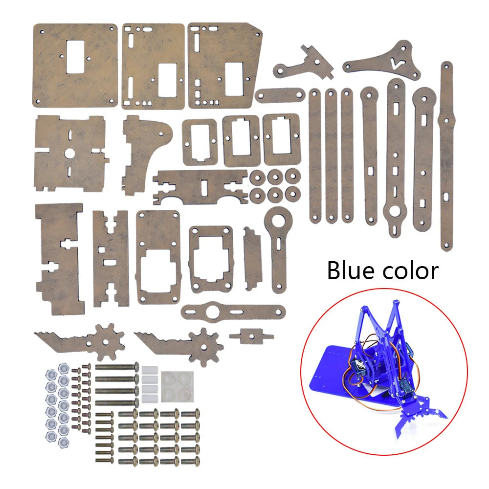 DIY 4-DOF Robotic Arm Kit – Programmable Acrylic Manipulator for Arduino Projects - Kidz Garage