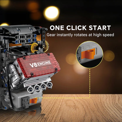 Motorized V8 Engine Simulation Model – 478PCS STEM Building Block Kit - Kidz Garage