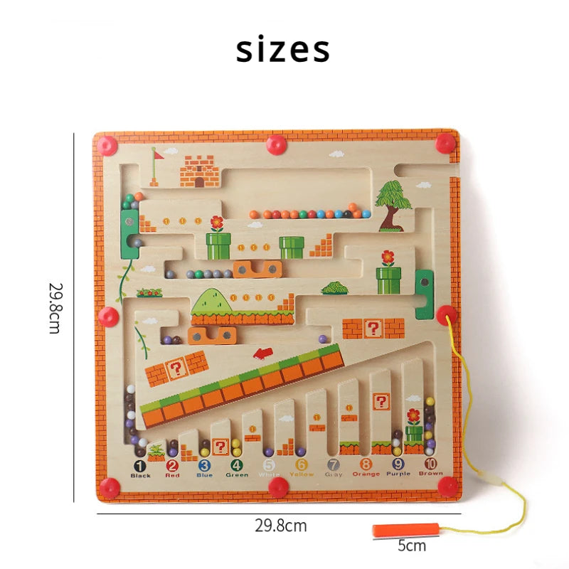Montessori Magnetic Color & Number Maze – Educational Wooden Puzzle Toy for Kids - Kidz Garage
