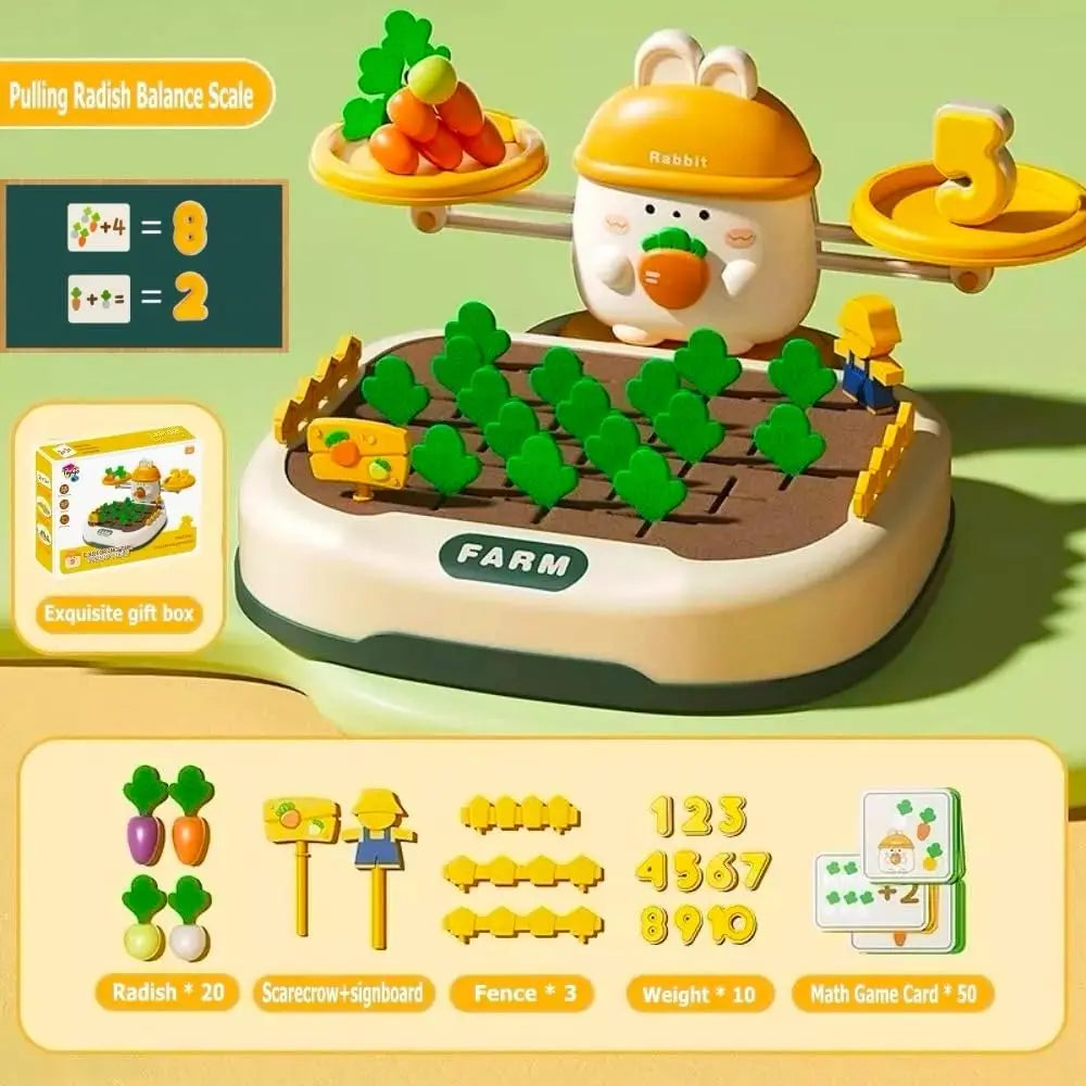 2-in-1 Bunny Balance Math Toy & Carrot Harvest Game – Montessori STEM Learning Toy - Kidz Garage