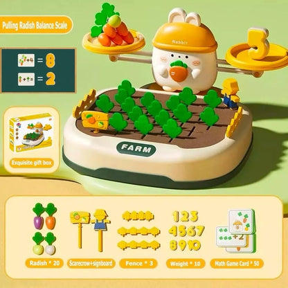 2-in-1 Bunny Balance Math Toy & Carrot Harvest Game – Montessori STEM Learning Toy - Kidz Garage