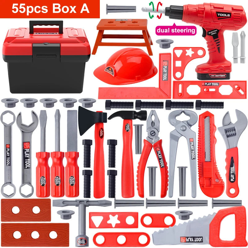 Children's Tool Set with Electric Toy Drill – Pretend Play Construction Kit - Kidz Garage