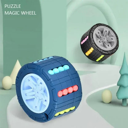 3D Cylinder Cube Magical Bean Gyro – Rotating Slide Puzzle Toy for Kids - Kidz Garage