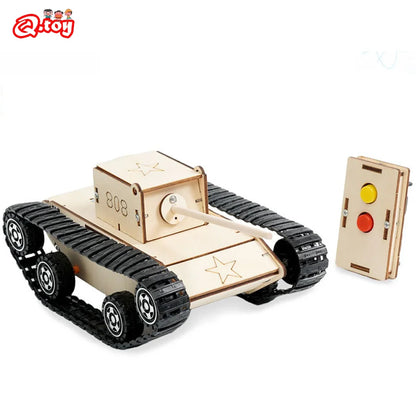 DIY Remote Control Wooden Tank STEM Kit – Educational Engineering Puzzle Toy for Kids - Kidz Garage
