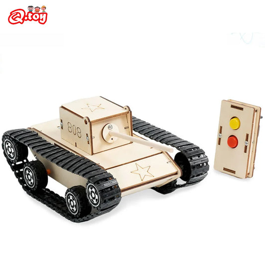 DIY Remote Control Wooden Tank STEM Kit – Educational Engineering Puzzle Toy for Kids - Kidz Garage