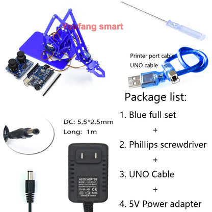 DIY 4-DOF Robotic Arm Kit – Programmable Acrylic Manipulator for Arduino Projects - Kidz Garage