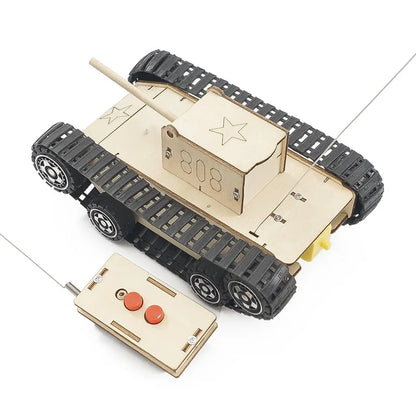 DIY Remote Control Wooden Tank STEM Kit – Educational Engineering Puzzle Toy for Kids - Kidz Garage