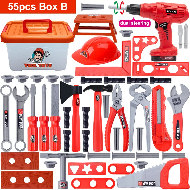 Children's Tool Set with Electric Toy Drill – Pretend Play Construction Kit - Kidz Garage