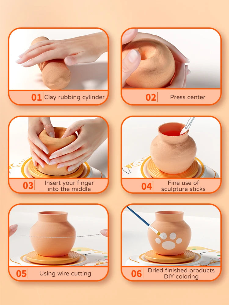 Kids Air Dry Clay Pottery Studio Kit – Educational DIY Sculpting & Painting Art Set for Ages 5+ - Kidz Garage